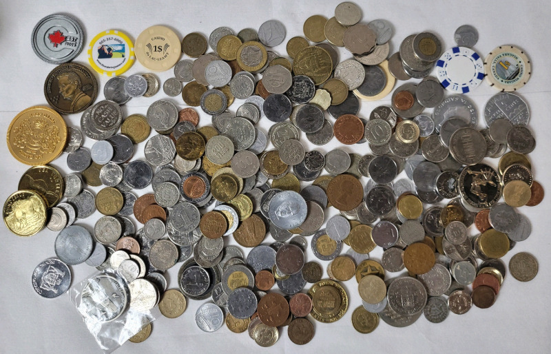 World Coin & Token Lot . Includes 1957 B Swiss Silver 1 Franc