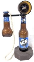 BWA HA HA! Fantastic Vintage Miller Lite Ice Amber Beer Glass-Turned Telephone Assemblage Sculpture - 13" Tall, No Chips or Cracks (Some Rough Spots)
