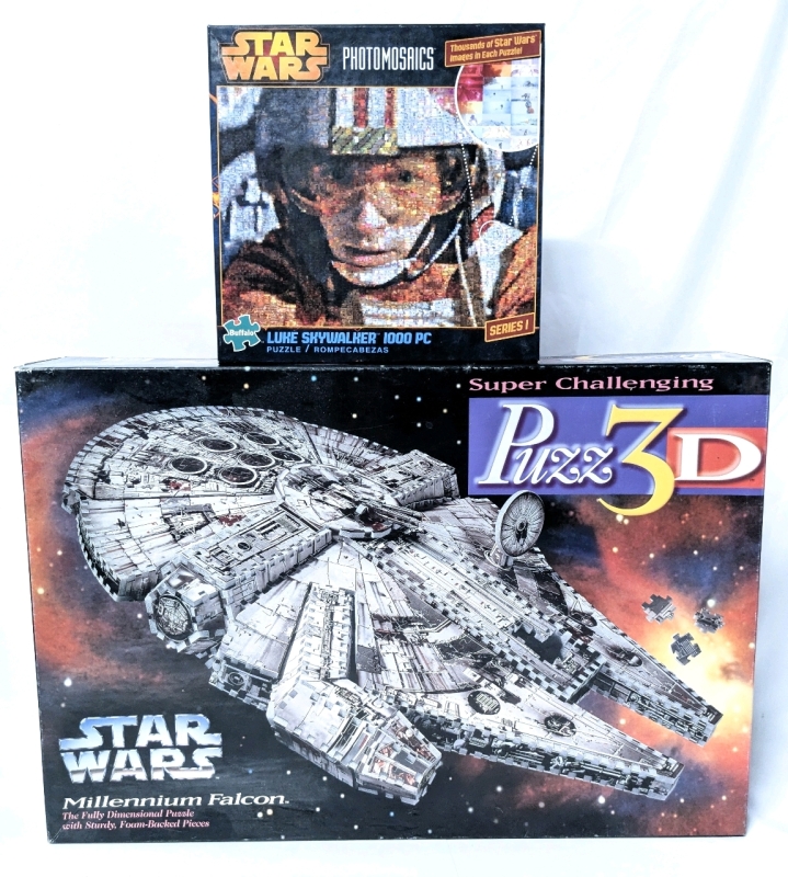 Vintage 1995 PUZZ3D Star Wars Millennium Falcon & Buffalo Photomosaics Series 1 : Luke Skywalker 1000pc Puzzle