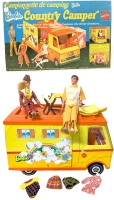 WOW!! Complete Vintage 1972 BARBIE Country Camper + 1966 Barbie, 1968 Ken Doll With Articulated Thumbs & Homemade Clothes + Extra Outfits