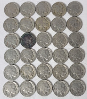 1934 - 1937 USA Buffalo / Indian Head 5 Cent Nickels , 30 Coins . 1934 &times;3 , 1935 &times;5 , 1936 &times;12 & 1937 &times;10 .