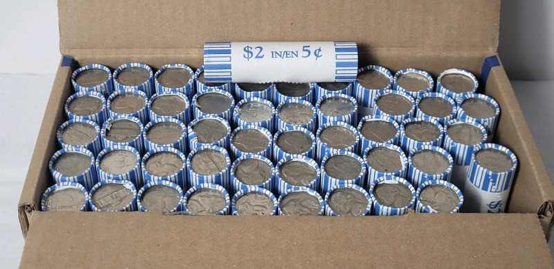 50 Rolls 1940s - 1990s USA 5 Cent Nickels . Retail $100 USD