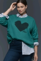 New Size 2XL Ladies ANTHROPOLOGIE Plus Chiara Perano Heart "You're Doing Great" Sweater - Green | Retails $98!