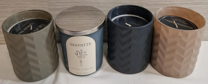 3 New Mosaic Scented Candles & 1 New Graphite Scented Handle | Height- 5"