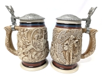 2 Vintage AVON Country Western Music Beer Steins - 8.5" Tall, No Chips or Cracks