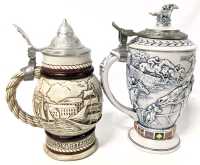 2 Vintage AVON Beer Steins: Schooners and Ships & Winner's Circle - Up to 8.5" Tall, No Chips or Cracks
