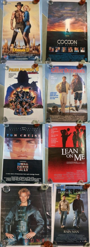 8 Vintage 1970/80s Movie Posters: Dune, Rainman, Cocoon, Crocodile Dundee 2 + More Largest 22" &times; 34" Approx