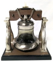 Vintage 1976 Crown Liquor Liberty Bell Golden Decanter Made in Japan, Working Music Box - Plays When Tipped - 10.25" Tall