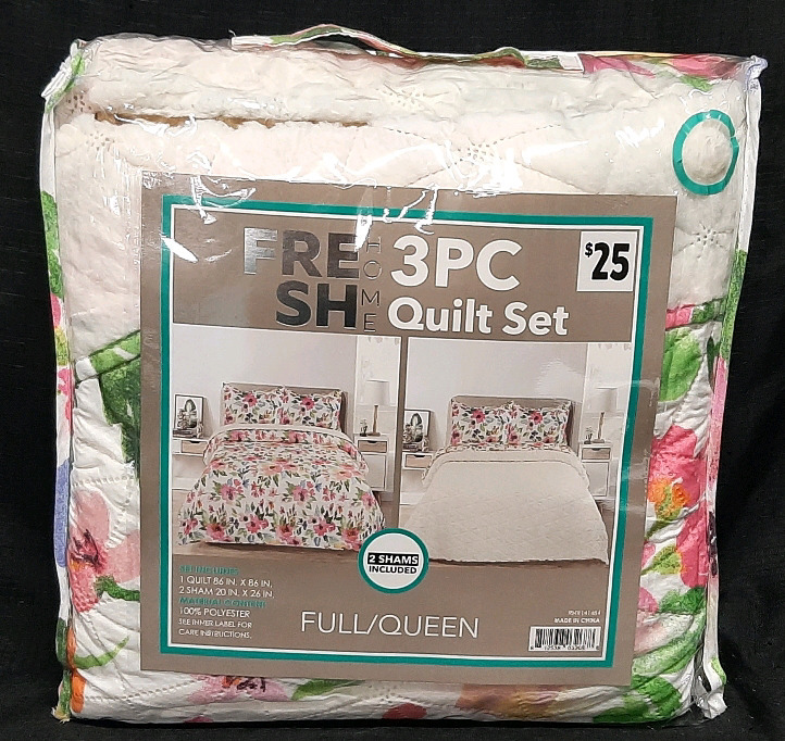 New Fresh Home 3PC Quilt Set for Full Size & Queen Size Beds