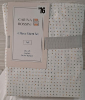 New Carina Rossini Full 4 Pieces Sheet Set| Includes- 1 Flat Sheet, 1 Fitted Sheet & 2 pillowcases| See Photos for Measurements