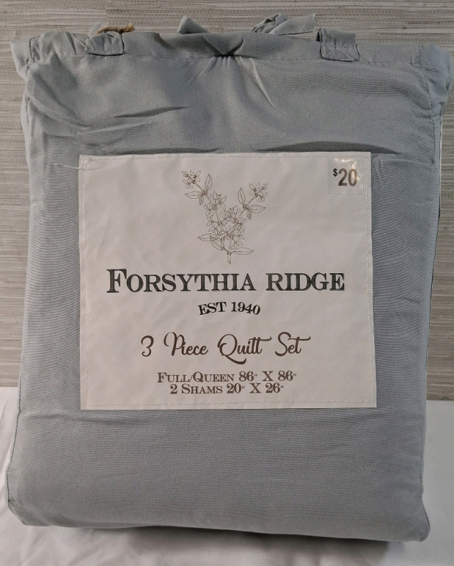 New Forsythia Ridge 3 Piece Quilt Set | Full/Queen 86" X 86" & 2 Shams 20" X 26"