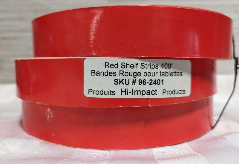 3 New Hi-Impact Red Shelf Strip Rolls.
