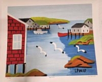 Art Print of "Peggy's Cove" By Maud Lewis Measures 23" x 19" | 124/950