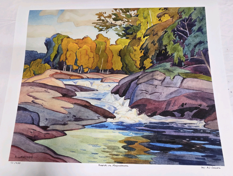 Art Print of "Rapids on Macnetawan" By A.J Casson (Group of Seven) Measures 24" x 20" | 130/950