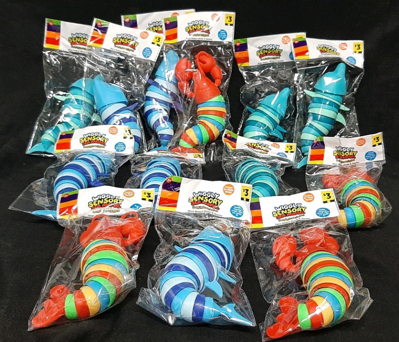 13 New Wiggly Sensory Sea Animal Fidget Toys (Toys are 6" Long in Package)