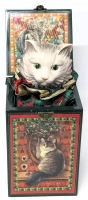 Vintage 1991 IVORY CATS Christmas Limited Edition #62 "Solitaire' Jack-In-The-Box (Working Music, Plays Rendition of "Silent Night") - 8" Tall