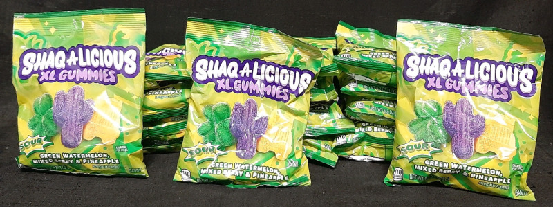 15 New Bags of Shaq-a-Licious XL Gummies | Green Watermelon, Mixed Berry & Pineapple Flavor, 175g Each, Best By December 2025