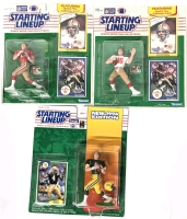 3 Vintage Kenner STARTING LINEUP NFL Football Action Figures: 2&times; 1990 Joe Montana & 1994 Brett Favre