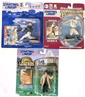 3 Vintage Kenner STARTING LINEUP Action Figures: MLB Baseball Jimmie Fox 1996 Cooperstown Collection, J.T. Snow 10th Year 1997 Edition & NFL Football 1998 Legends Vince Lombardi - Each With Trading Card