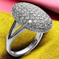 925 Sterling Silver Oval Cluster Ring Size 10 Split Front Side Shank Stamped