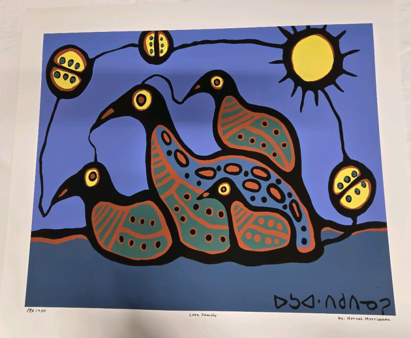 Art Print of "Loon Family" By Norval Morrisseau | Measures 24" x 21" | 193/950