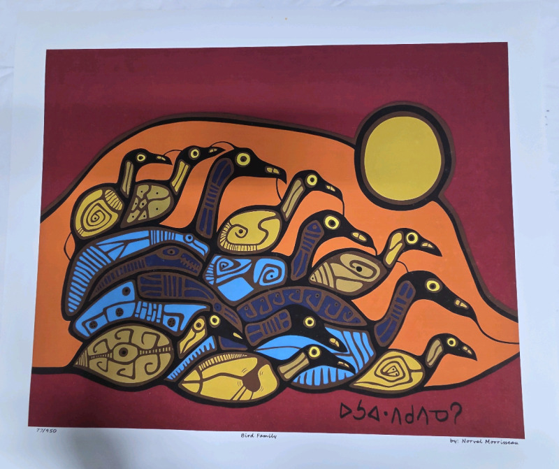 Art Print of "Bird Family" By Norval Morrisseau | Measures 24" x 21" | 77/950