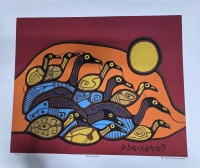 Art Print of "Bird Family" By Norval Morrisseau | Measures 24" x 21" | 77/950