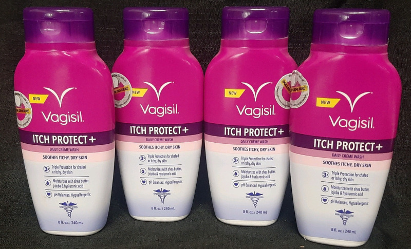 4 New Bottles of Vagisil Itch Protect+ Daily Cr&egrave;me Washes (240ml)