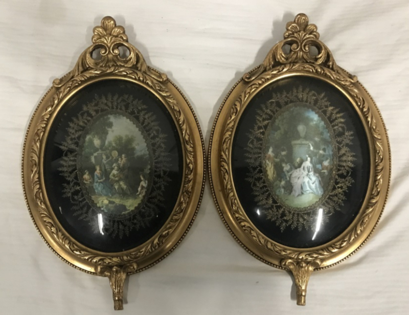 2 Vintage Silk Cameo Medallions