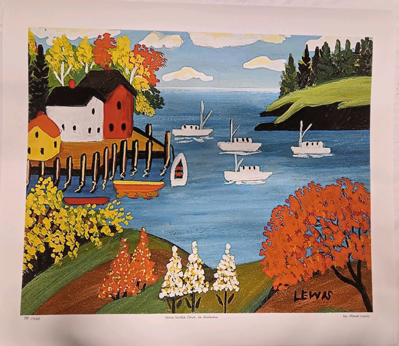 Art Print of "Nova Scotia Cove, in Autumn" By Maud Lewis Measures 23" x 19" | 98/950