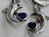 925 Sterling Silver Dolphin Drop Earrings Pierced Blue Stone Stamped Appropriately 1.11 inch - 6