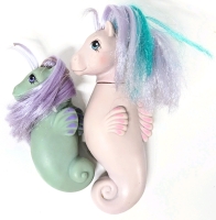2 Vintage 1980s G1 MY LITTLE PONY Sea Pony Toys : Sea Breeze & Baby Splasher - 4" - 6" Long