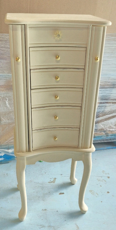 Large Jewelry Armoire Filled with Jewelry 3ft 3.5" Tall- Rings, Watches, Earrings, Bracelets, Brooches and Necklaces +