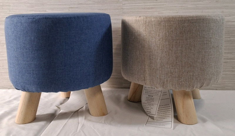 2 New Round Footstools Stable Wooden Legs | Height- 10.8"