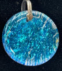 925 Sterling Silver Dichroic Blue Pendant on Wide Hammered Hard Wire Necklace Pendant 1.25 In with bale Chain Hook Over Clasp Approximately 16 Inch - 2