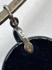925 Sterling Silver Dichroic Blue Pendant on Wide Hammered Hard Wire Necklace Pendant 1.25 In with bale Chain Hook Over Clasp Approximately 16 Inch - 3