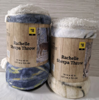 2 New Rachelle Sherpa Throws | Measurements- 50" X 60" | 100% Polyester Fiber