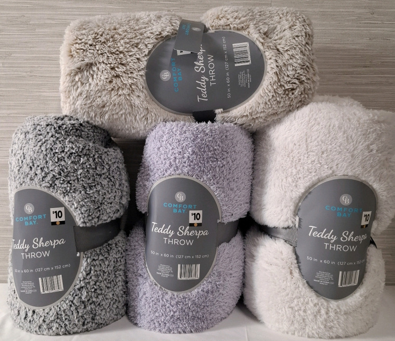 4 New Comfort Bay Teddy Sherpa Throws | Measurements- 50" X 60" | 100% Polyester Fiber