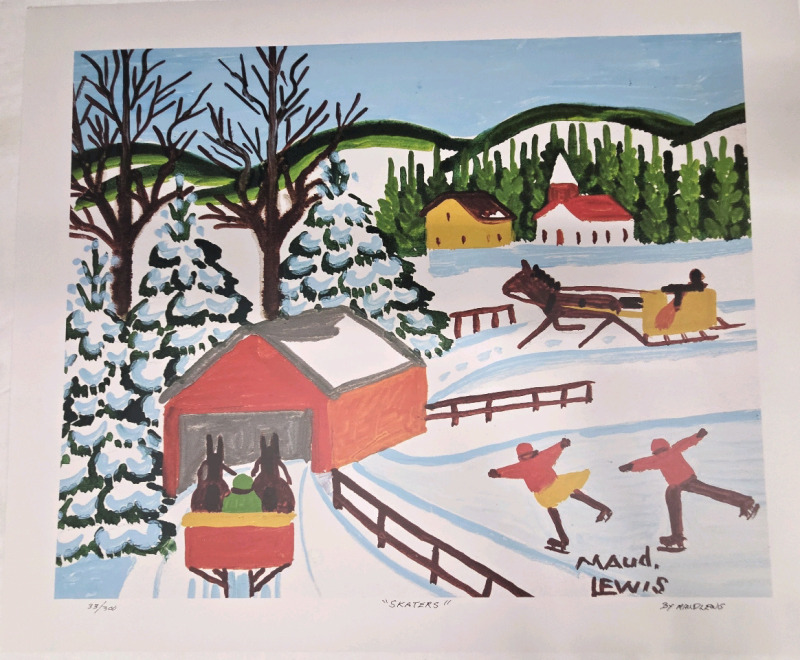 Print of "Skaters" By Maud Lewis Measures 24" x 20" | 33/300