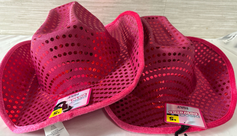 2 New One Sized Disco Cowboy Ladies Hats