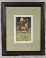 Vintage Framed Signed Print "The Line" by Glen Green - 13.5" by 16.5"