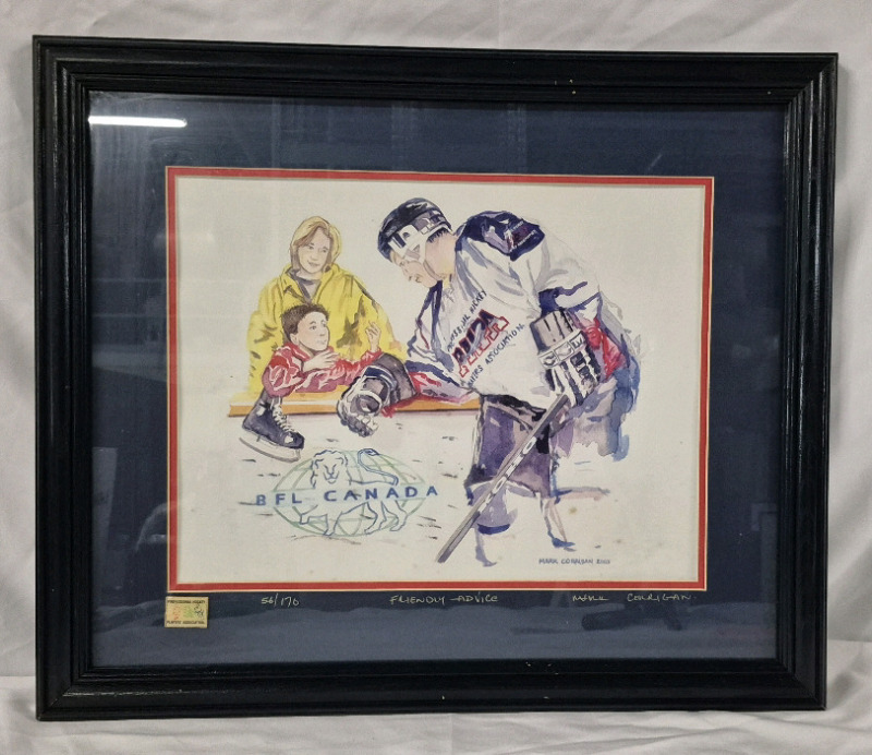 2003 Framed #'ed Print "Friendly Advice" 56/170 by Artist Mark Corrigan - 19.5" by 16.5"