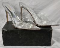 New sz 11 Women's Fashion Nova Clear/Silver High Heel Shoes