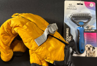 2 New Dog Essential lot| Duomm Dog winter Clothes (size small) & Pet Grooming Tool.