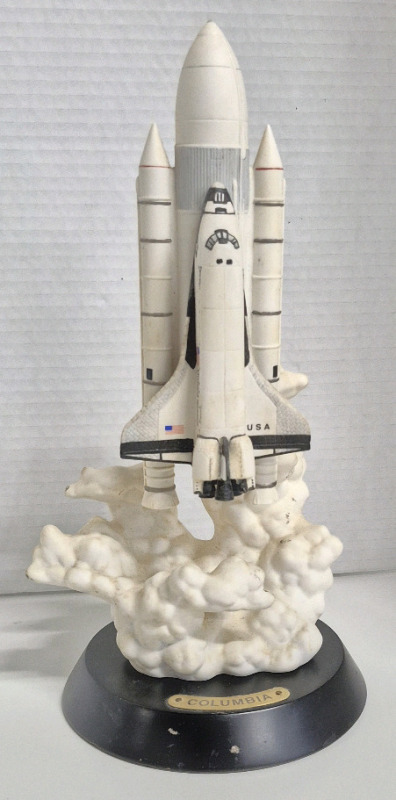 1990 National Space Society Ceramic Columbia Space Shuttle Sculpture on Base - The Franklin Mint