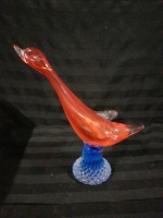 Mid Century Modern ORANGE GLASS GOOSE