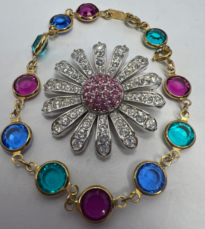 Swarovski Bracelet and Stunning Brooch signed