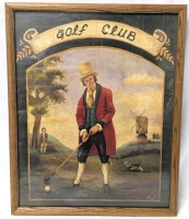Vintage Framed Print of Old Timey Wood Board Golf Club Art by Mid - 17.25" &times; 21"