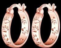925 Sterling Silver Cat Paw Earrings Elegant & Simple Approximately .75 Inch hoops