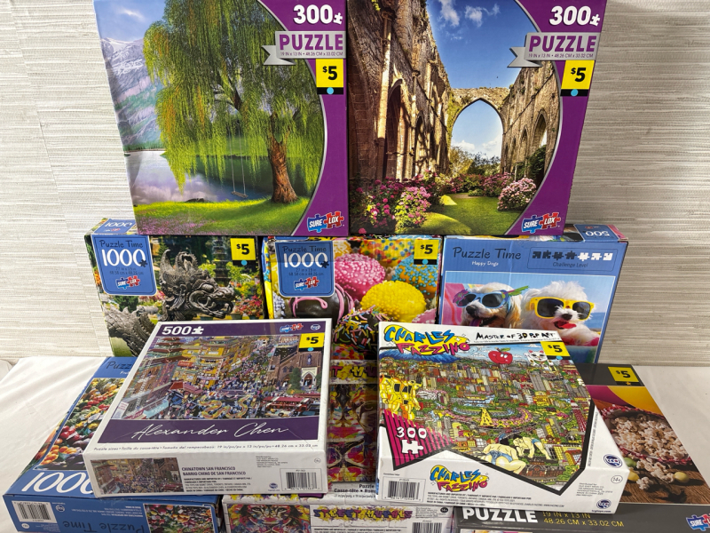 10 New Assorted Puzzle Sets| Includes 300 puzzle, 500 Puzzle & 1000 Puzzle Boxes| Retail Value 50 CAD